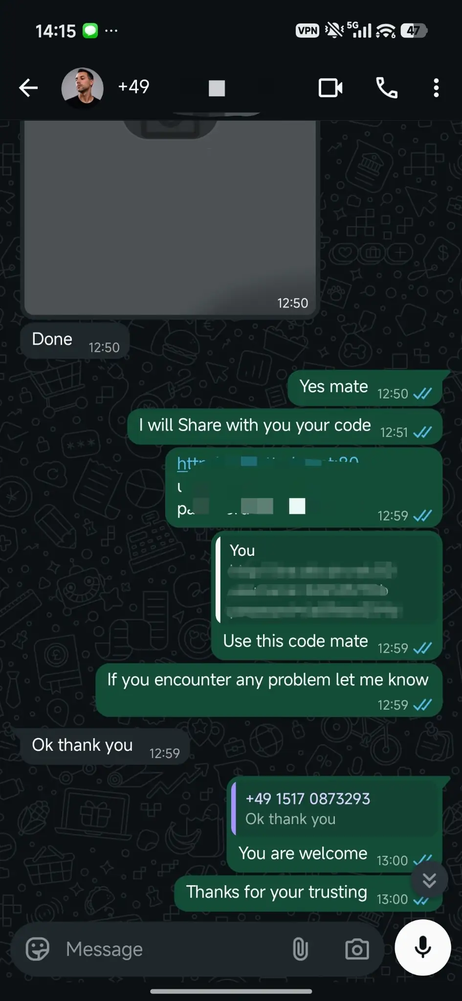 World IPTV WhatsApp proof Germany customer