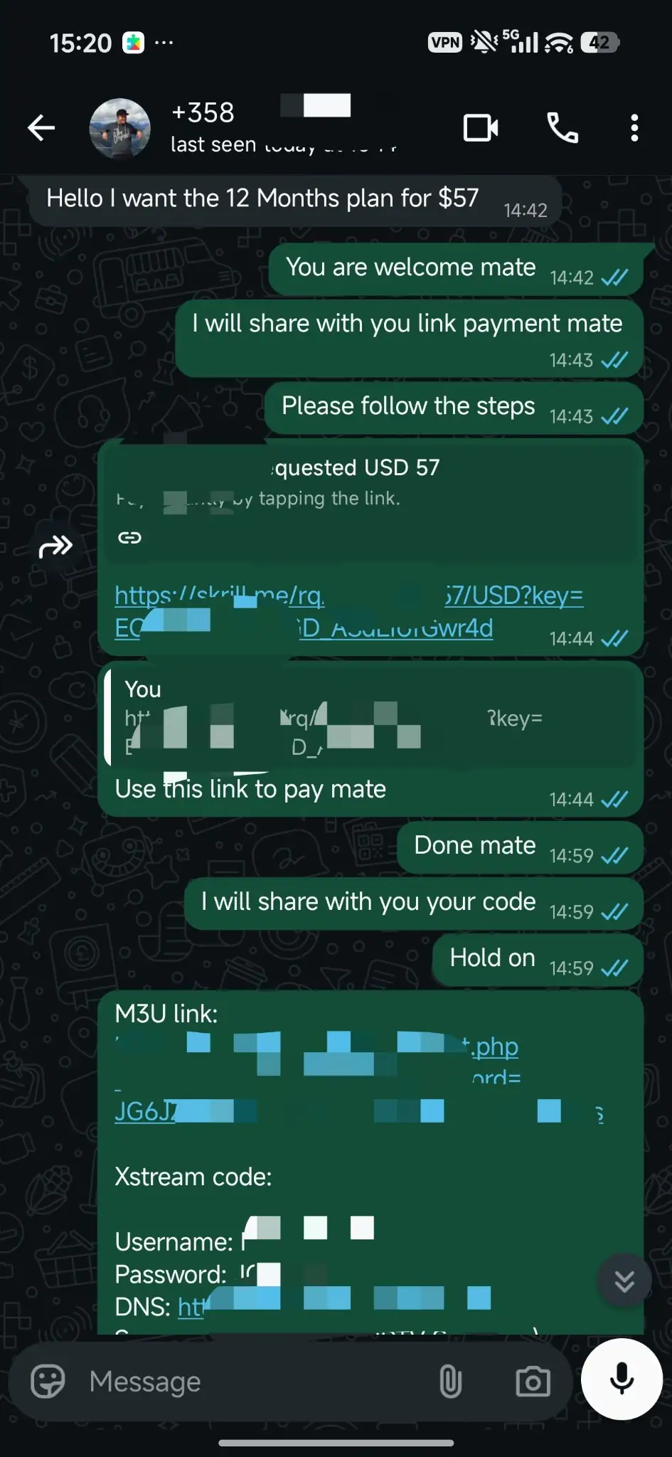 World IPTV verified WhatsApp customer proof 12