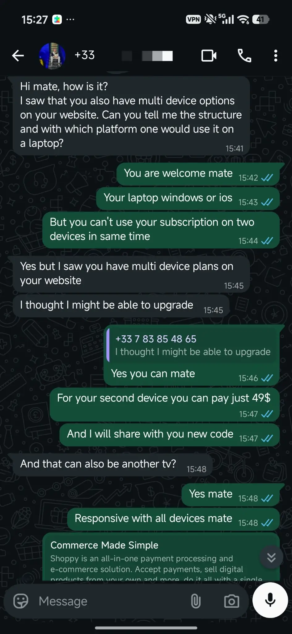 World IPTV verified WhatsApp customer proof 16